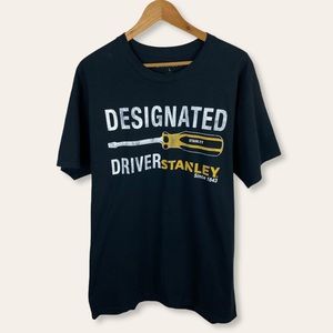 Stanley Screw Driver Tool Graphic Short Sleeve Cotton Jersey Tee Shirt Black